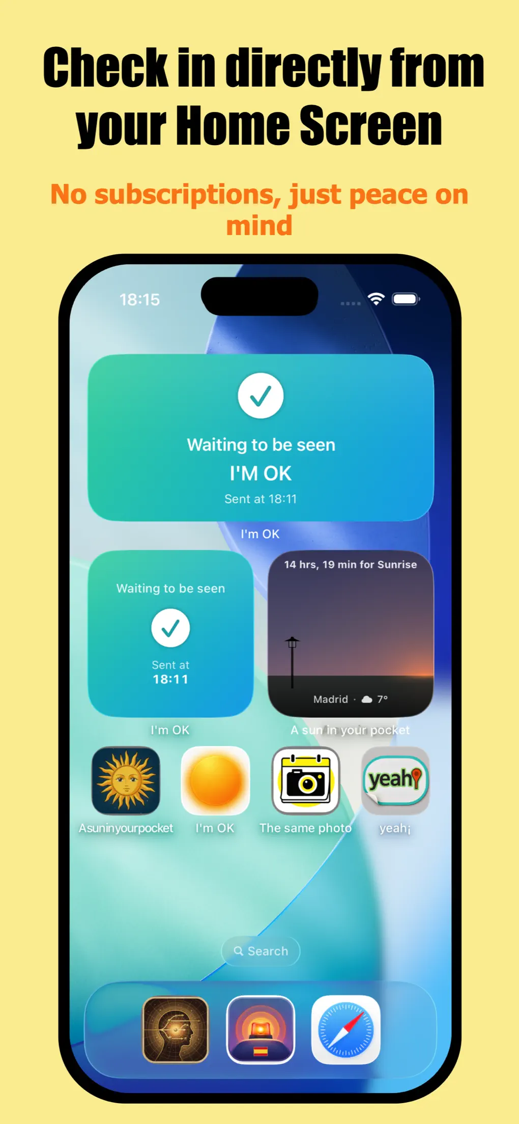 Widget de Estoy bien en la pantalla de inicio